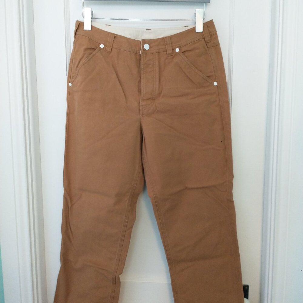 Topo Designs Size 10 Jeans Pants Tan Brown Canvas High Rise Straight Leg